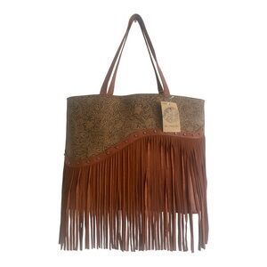 Catchfly Studio Trenditions Western Style Asymmetrical Tooled Yoke‎ Tote Bag